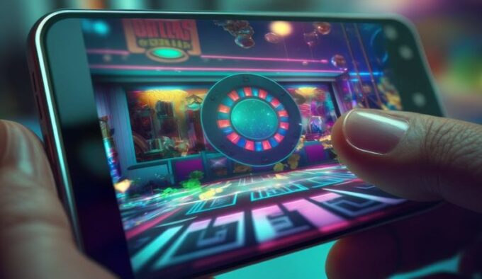 Illustration for online casino, pokies, gambling industry. Banne